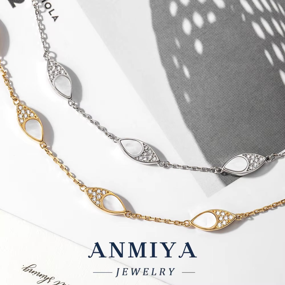 Stackable Minimalist Silver Jewelry Essentials - Thin Eye Shape Clover Bracelet for Layered Wrist Stacks