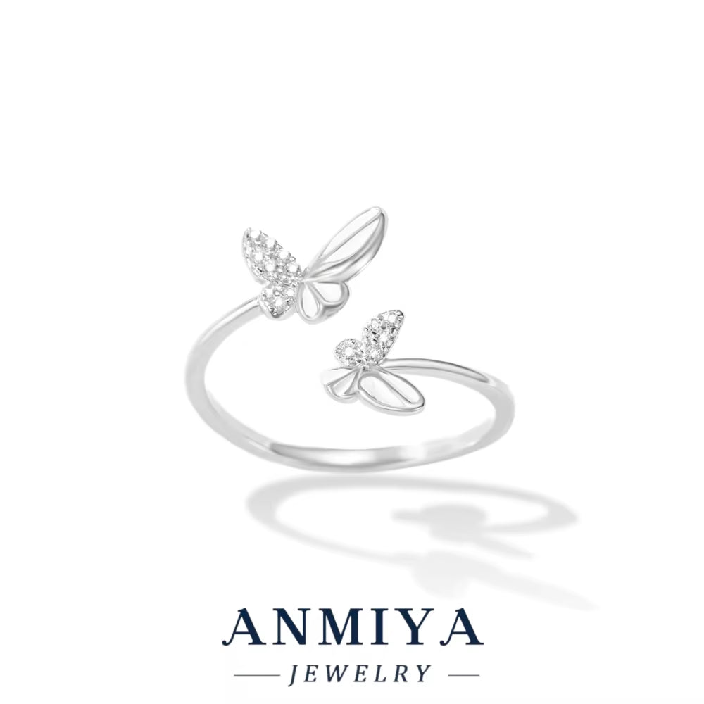 Wholesale Butterfly 925 Silver Open Cuff Ring Elegant Adjustable Women'S Fashion Jewelry Available for Daily Wear