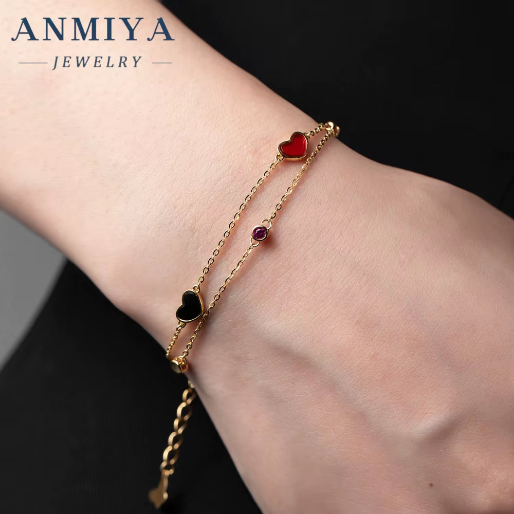 INS Hot Sales Heart Shape Zircon Fashion Jewelry Silver 925 Bracelet for Lover Friendship Couple