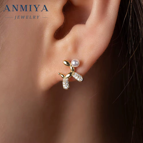 Wholesale Fashion Waterproof Gold Plating 925 Sterling Silver Puppy Dog Balloon Pendant Stud Earrings Jewelry for Women