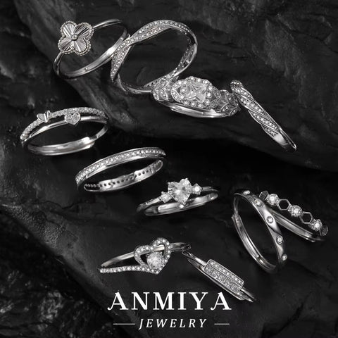 Simple Fashion Jewelry 925 Sterling Silver Plain Circle Ring Set for Women INS Style Niche Light Luxury Personality Base Ring