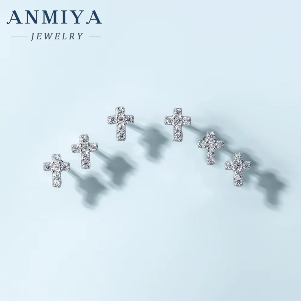 2024 Newest Style Color Zirconia Cross Sterling Silver 925 Jewellery Stud Earrings Set for Women Jewelry Accessories