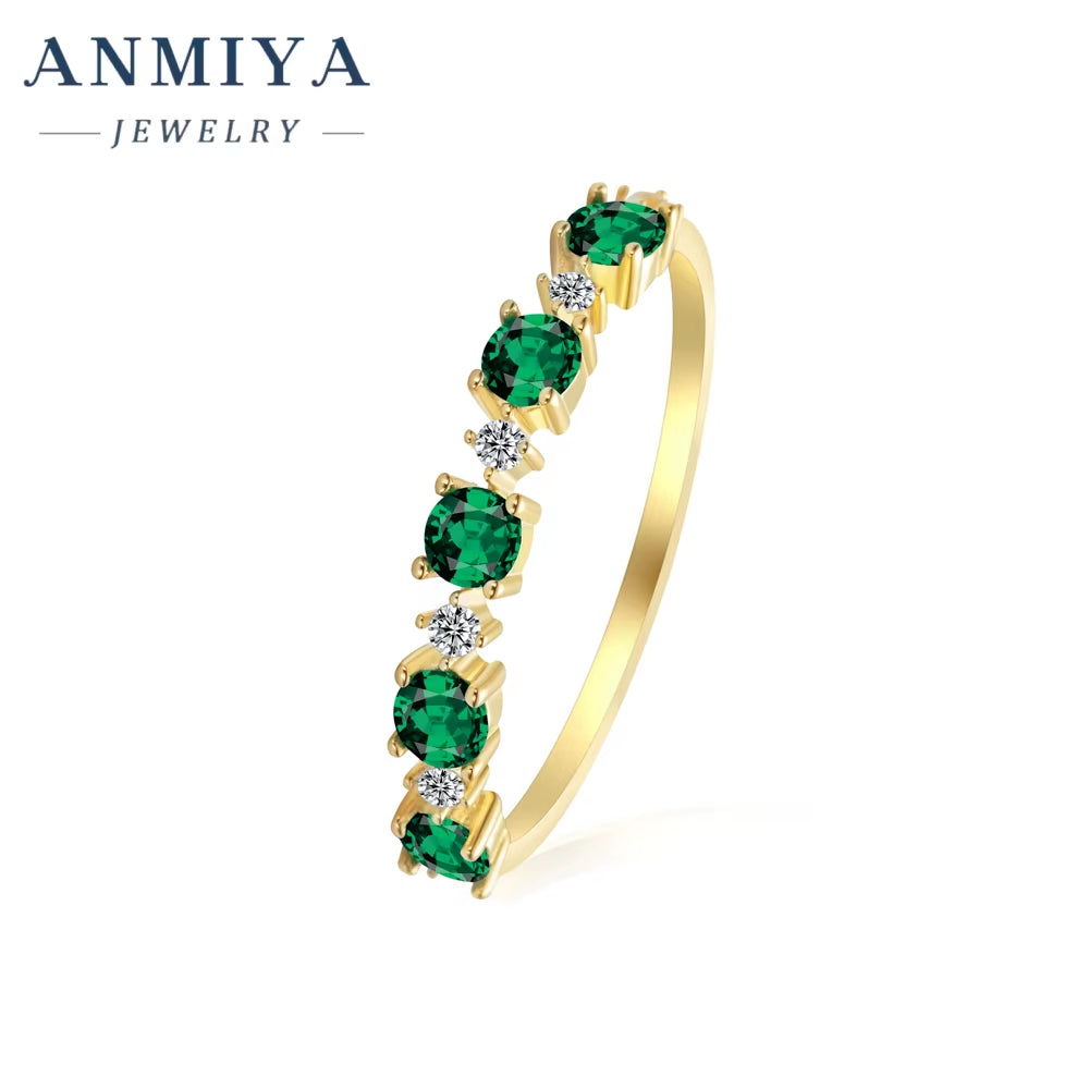 Manufacturer 925 Sterling Silver Green Cubic Zirconia Band round Cut Rings for Women Promise Ring for Couples