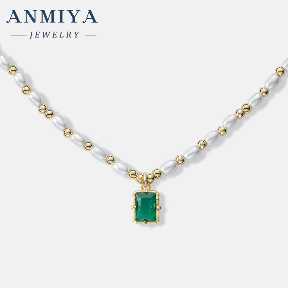 Fresh Water Pearl Necklace French Temperament Pearl Bead Collarbone Square Zircon Pendant 925 Silver Necklace for Women