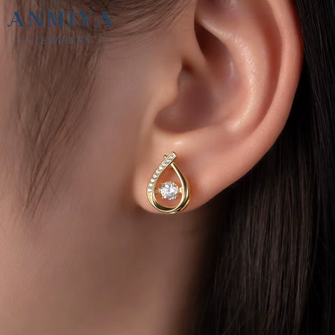 ANMIYA Hot Sales Fashion Jewelry 925 Sterling Silver Charm Zircon Pendant Necklaces Earrings Set for Women