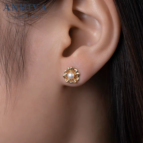 Luxury Necklace Earring Set Luxury Diamond Hollow Five Leaf Flower Pearl Charm Banquet Earring Necklace