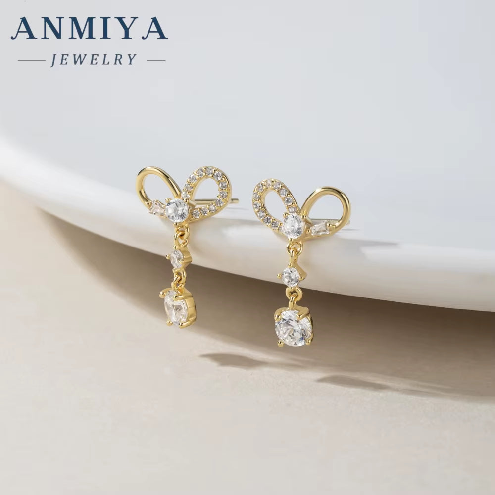 Fashion Heart Drop Zircon Earrings Jewelry Women 18K Gold Plated Zircon Earrings Heart Stud Earring Trendy for Women