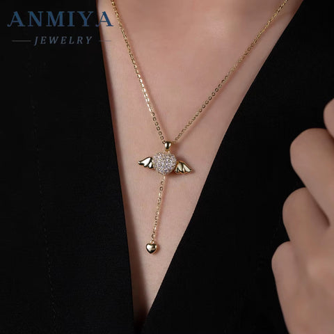 Fashion Cupid Heart Necklace Girls Friendship Accessory Jewelry Sterling 925 Necklace for Women