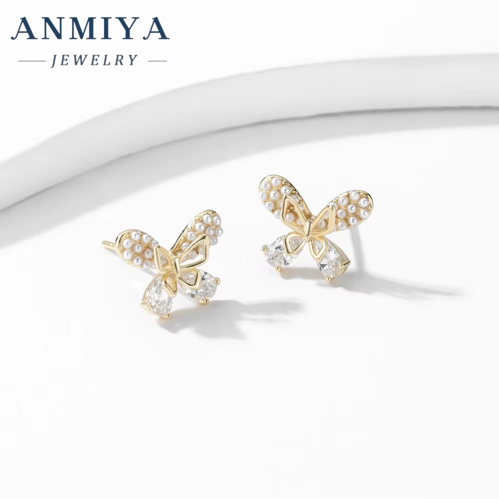 925 Sterling Silver Bow Knot Fashion Stud Earrings Wholesale Jewelry for Women Waterproof Hypoallergenic