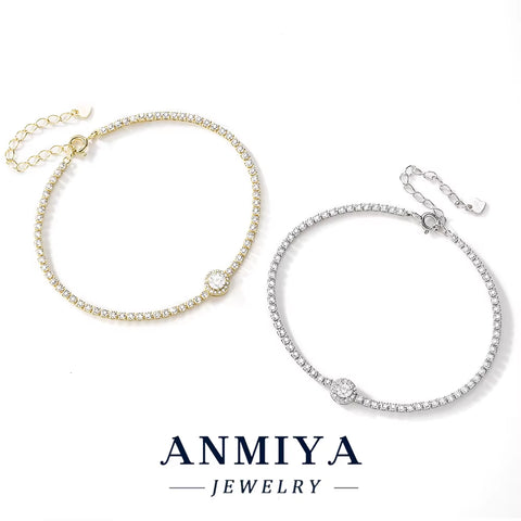 Wholesale Shining Golden Bracelet Women Trendy 925 Silver Tennis Bracelet Vintage Cubic Zircon Jewelry Design