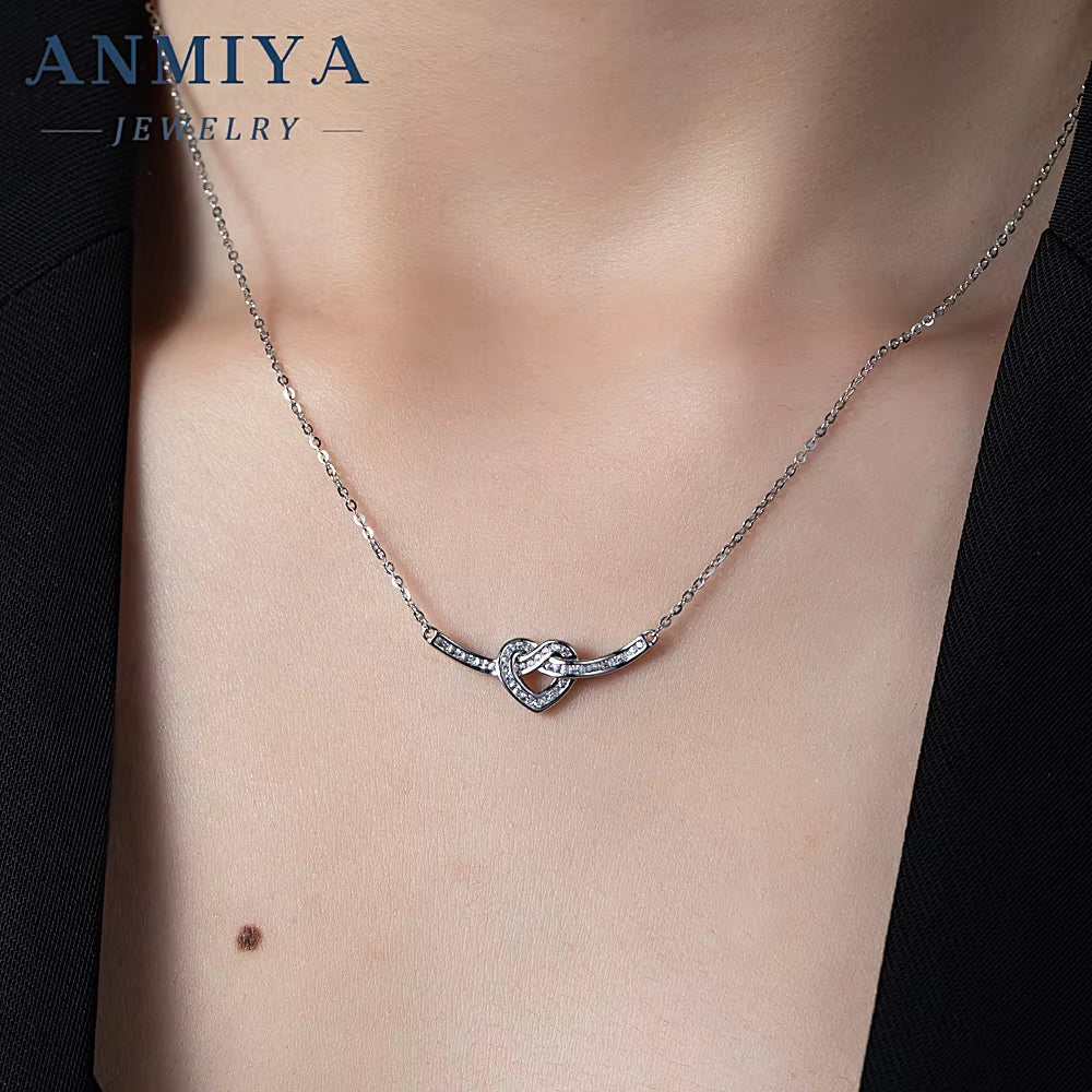 Love Heart Pendant Necklace Exquisite S925 Silver Women'S Jewelry Heart Shaped Jewelry I Love You Forever Necklaces