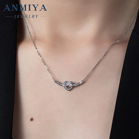 Love Heart Pendant Necklace Exquisite S925 Silver Women'S Jewelry Heart Shaped Jewelry I Love You Forever Necklaces