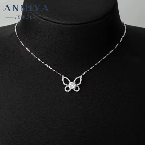 ANMIYA Necklace Golden Plating Fashion Women Jewelry 925 Sterling Silver Butterfly Necklace