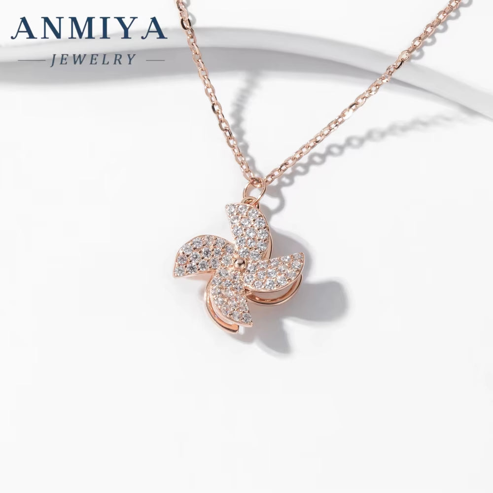 New Design Rotating Windmill Summer Fashionable S925 Silver 18K Gold Collarbone Necklace for Women