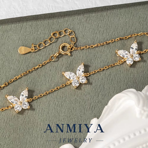 Luxury Silver Jewelry Zircon Butterfly Bracelet Premium Gift Box Silver Butterfly Bracelet