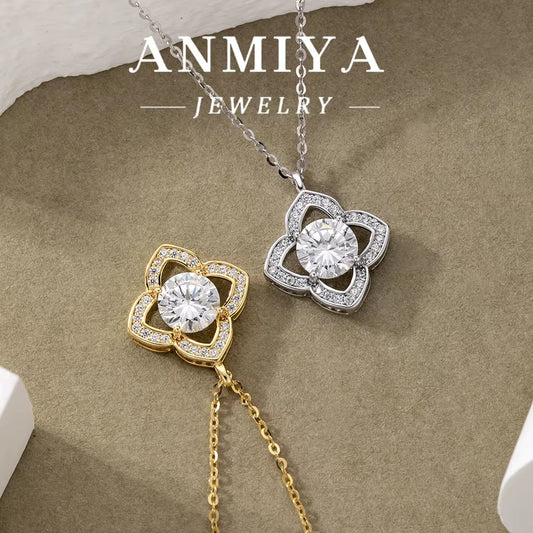 Cubic Zirconia Necklace Jewelry Silver Necklace 925 Sterling Four Leave Clover Dainty Choker 4 Leaf Clover Necklace