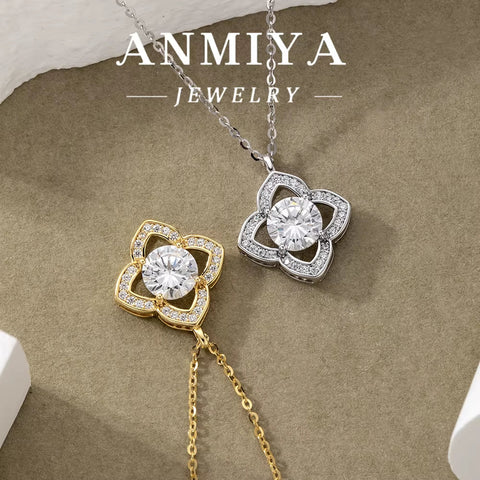 Cubic Zirconia Necklace Jewelry Silver Necklace 925 Sterling Four Leave Clover Dainty Choker 4 Leaf Clover Necklace