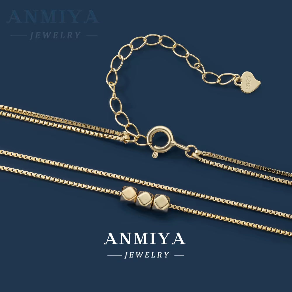 Layered Necklace 925 Silver Double Layer Necklace Trendy Multi Layer Gold Block Necklaces for Women New Arrival