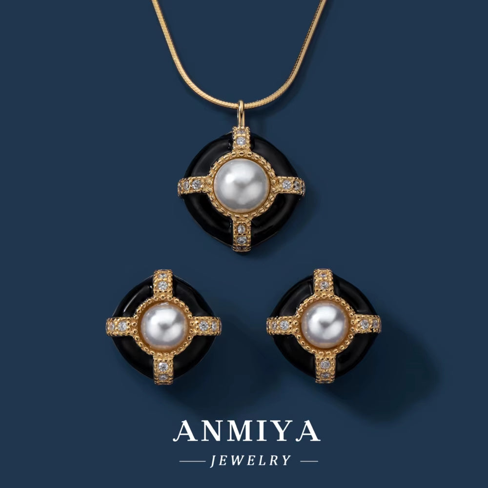 Latest Design Pearl Jewelry Set Women S925 Silver Stud Earrings 14K Gold Plated Vintage Medieval Necklace Parties Engagements