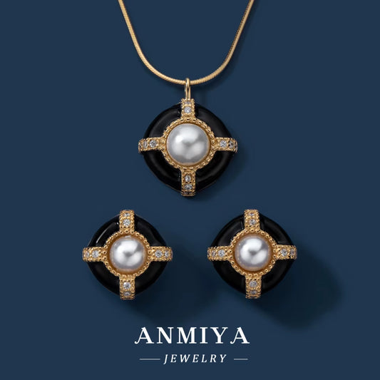 Latest Design Pearl Jewelry Set Women S925 Silver Stud Earrings 14K Gold Plated Vintage Medieval Necklace Parties Engagements