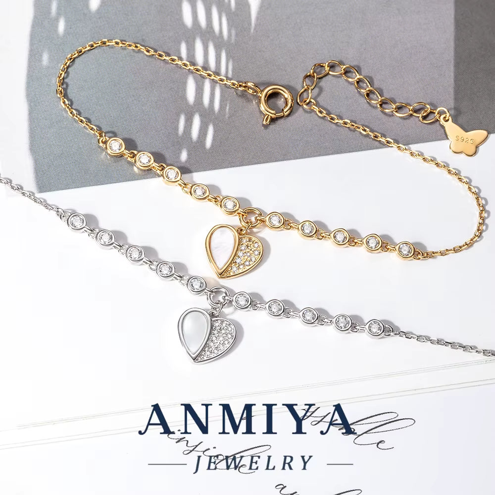 Silver Jewelry Durable Clover Bracelet, Geometric Heart Charm for Beach Vacation