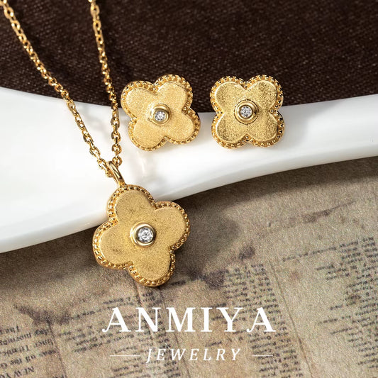 Elegant 925 Necklace for Women - Flower Shape Sterling Silver Jewelry Set with Cubic Zirconia Pendant