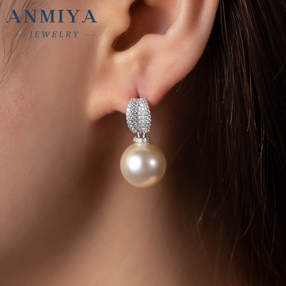 ANMIYA Dangle Fresh Water Pearl Vintage Elegant Sweet Girl Earrings for Fashion Women