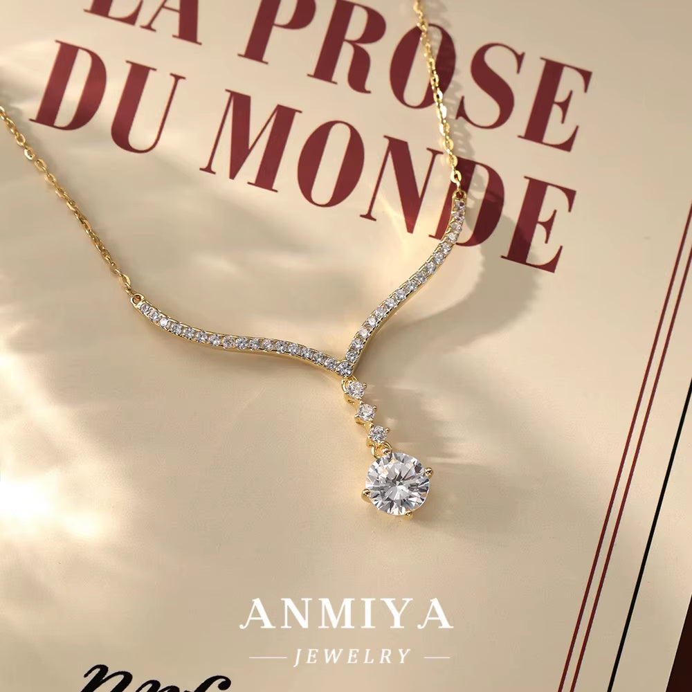 High Quality Zircon Chain S925 Sterling Silver Cubic Zirconia Trendy Necklace Elegant 18K Gold Plated Fine Jewelry