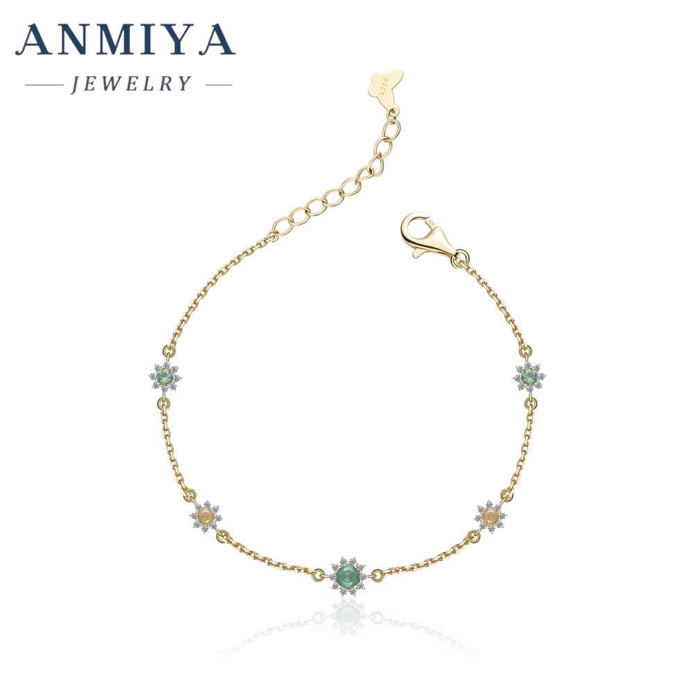 Fashion Style Flower Shape Cz Diamond 14K 18K 925 Silver Jewelry Gold Women Bracelet for Girls Custom Bracelets