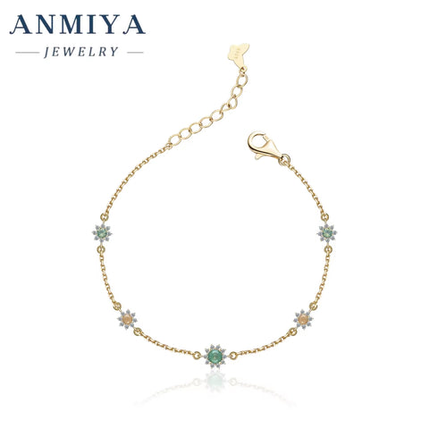 Fashion Jewelry 18K Gold Plated Tennis Flower Shape Bracelet Gift Princess Small Zircon for Women