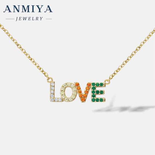 Wholesale Exquisite Temperament Clavicle Chain 925 Sterling Silver Cubic Zircon Letter Love Pendant Necklace