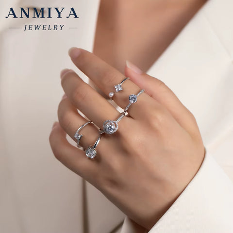 Manufacturer Factory Wholesale Zircon White 925 Silver Custom 925 Sterling Silver Womens Engagement Ringhot