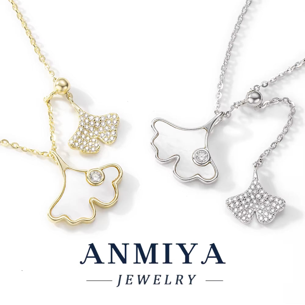 Customizing Jewelry Fashionable Ginkgo Leaf White Shell Necklace Inoxidable 925 Silver Necklace for Women