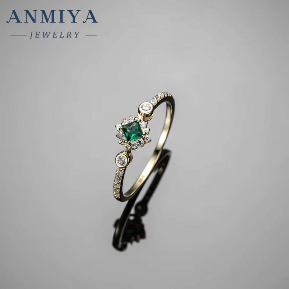 Wholesale 18K Gold Plated Green Cubic Zircon Rings for Women Gold Jewelry Ring Jewelry