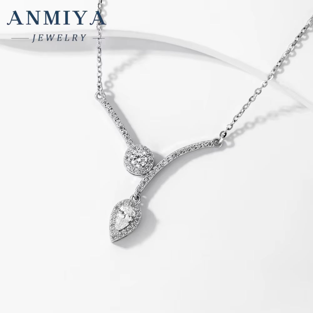 ANMIYA Temperament High Quality Original Silver 925 Chain Pendant Real Cubic Zircon Necklace for Women