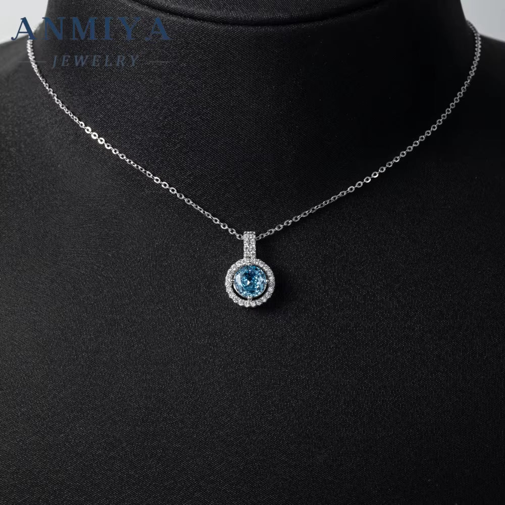 Iced Out Chain Pendant Diamond Custom Necklace Silver 925 round Brilliant Cut Zircon Jewelry Necklace
