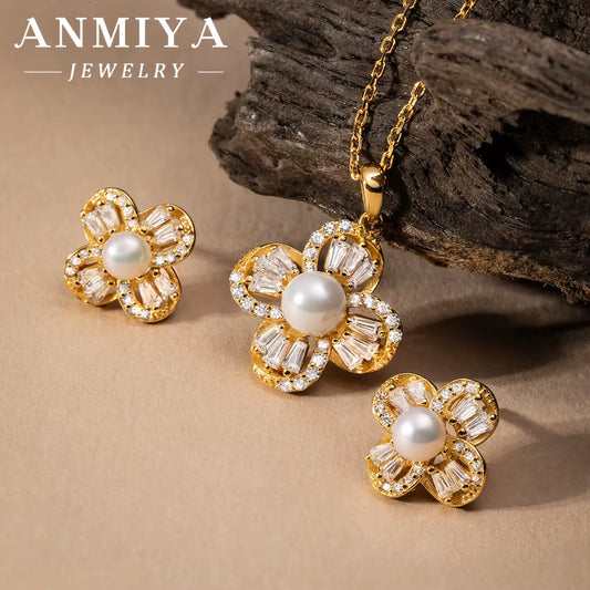 925 Sterling Silver Jewelry Set for Women, Elegant Silver 925 Set, Trendy Silver Jewelry Gift, Matching Necklace & Earrings