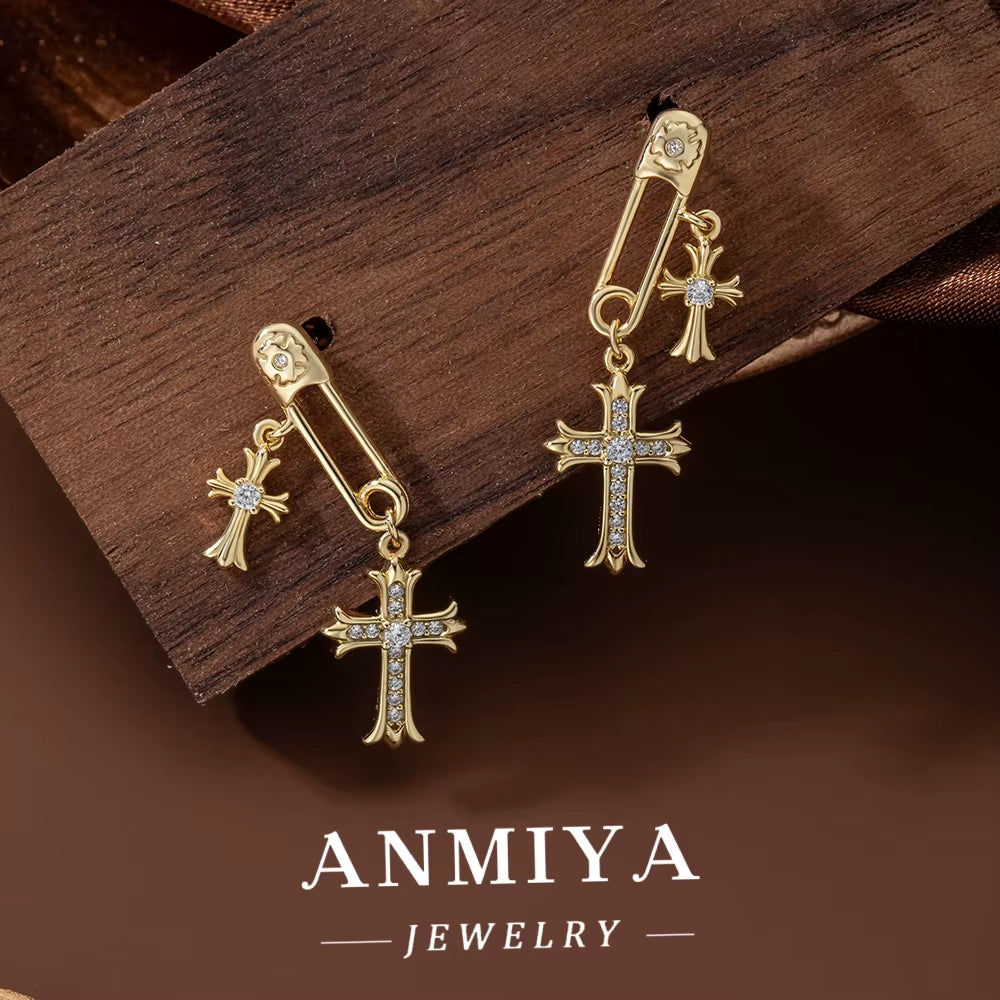 Fashion 925 Silver Dangle Earrings Paper Clip Christian Jewelry Gothic Cross Christian Jewelry Jesus Pendant Stud Earrings