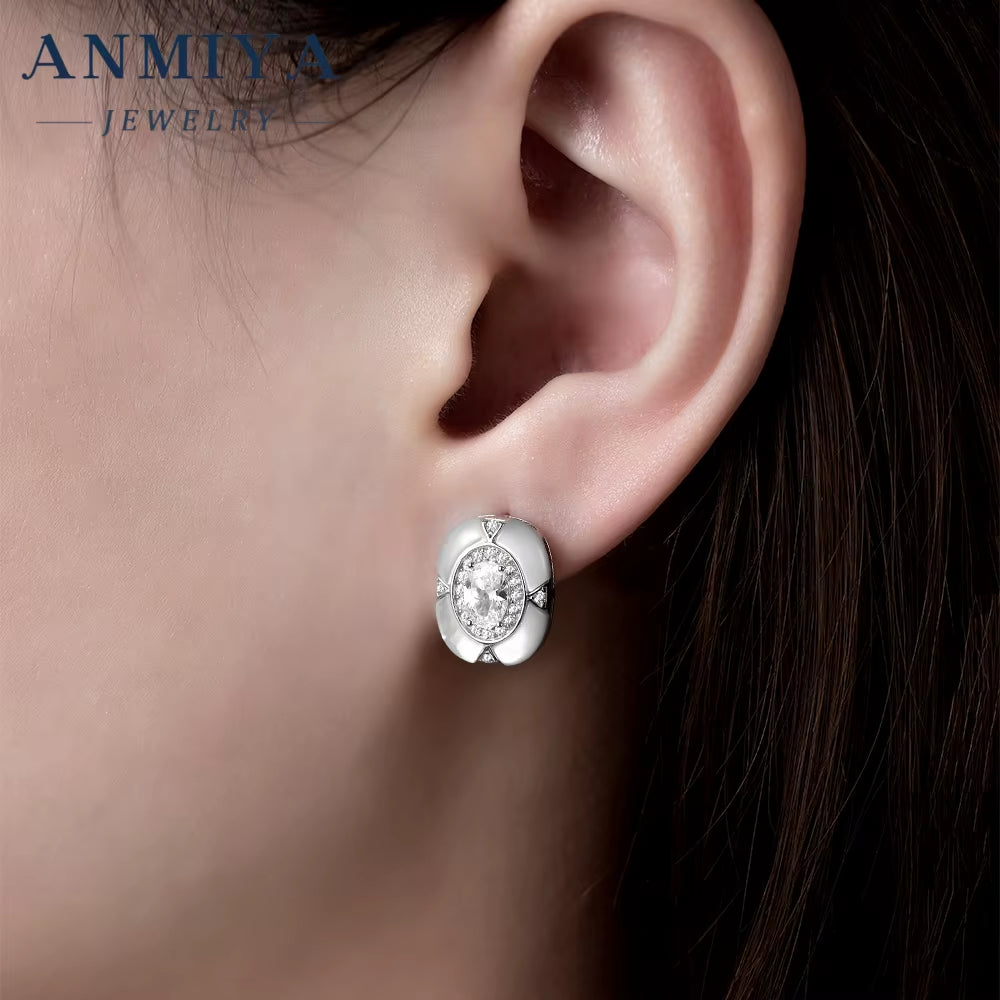 Minimalist Circle Design Silver Plated Silver 925 Jewelry Set with Jade Accents and Geometric Zircon Inlay for Gifts