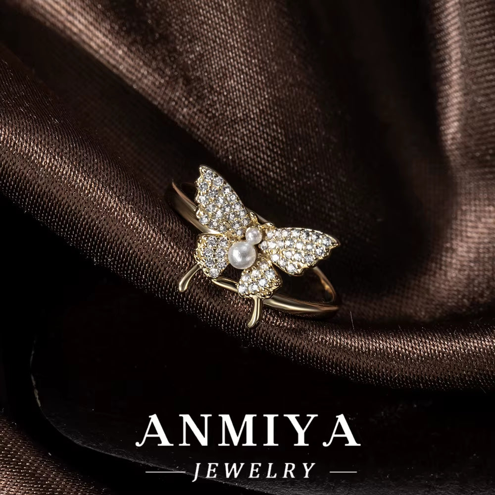 Elegant Butterfly Adjustable Silver Ring Anti-Tarnish Trendy Party Jewelry Women'S Fashion Accessories