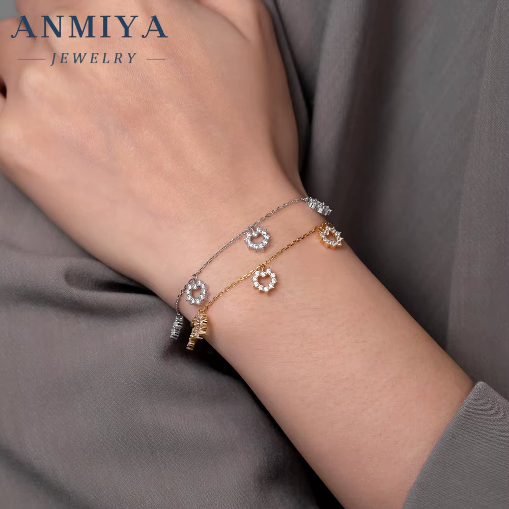 INS Hot Sales Jewelry Fine round Zircon Bracelet Bling Bling 925 Silver Ladies Wedding Link Custom Zircon Bracelet