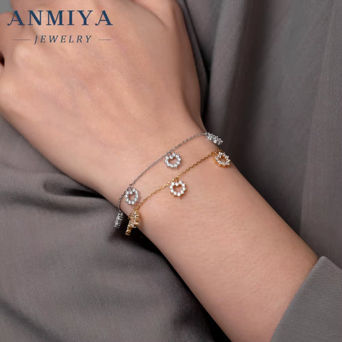 INS Hot Sales Jewelry Fine round Zircon Bracelet Bling Bling 925 Silver Ladies Wedding Link Custom Zircon Bracelet