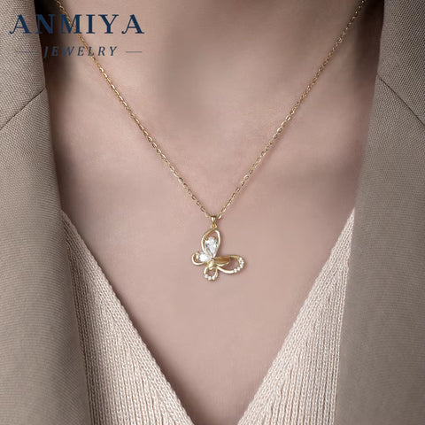 Romantic Butterfly Motif Silver 925 Set with Intricate Cutout Design Necklace and Earring Sets Lightweight Style for Daily