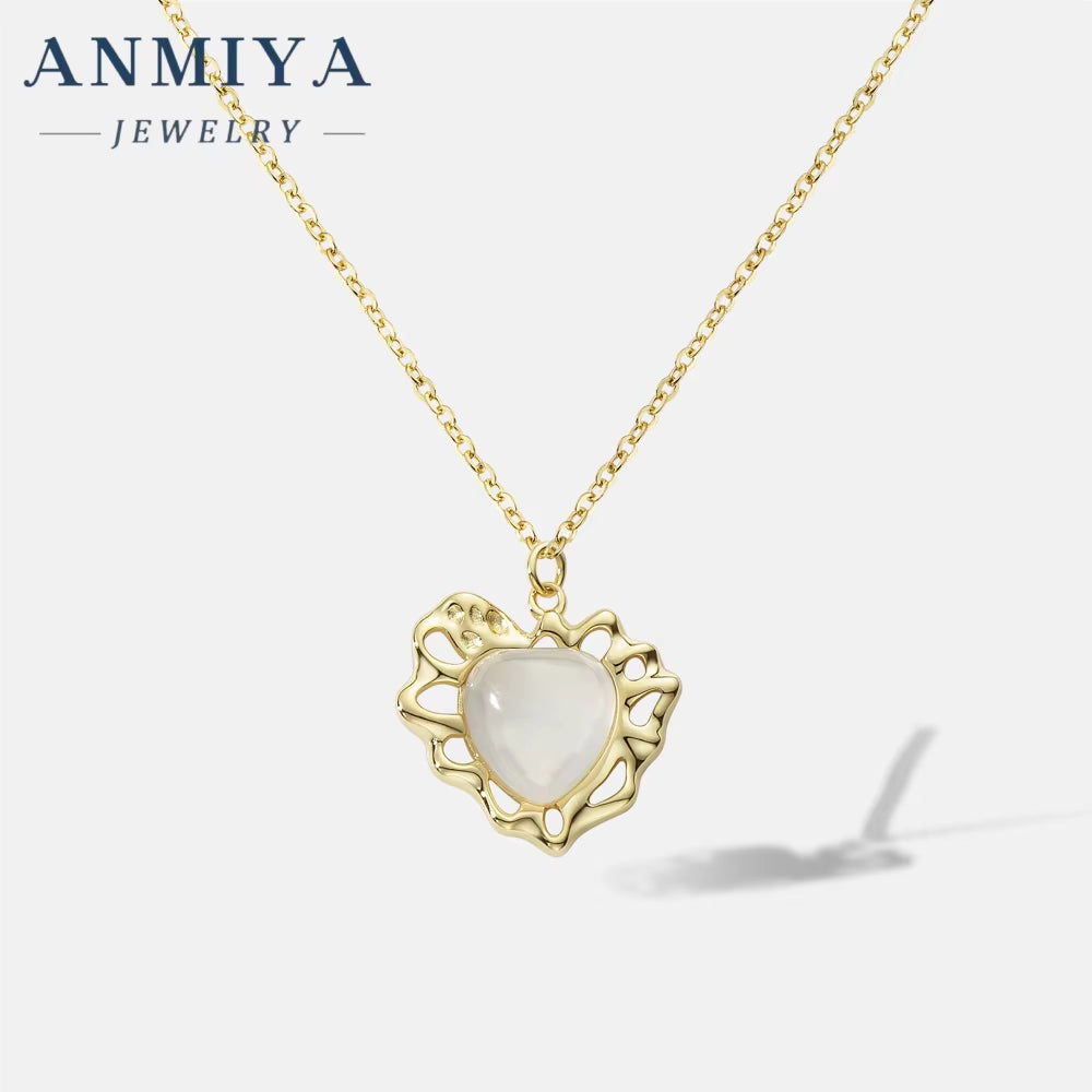 Custom Design Jewellery 925 Sterling Silver Jewelry Heart Cz Pendant Soul Mate Chalcedony Women Necklace