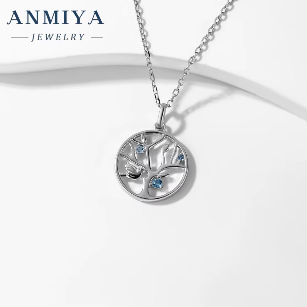 ANMIYA Trendy S925 Sterling Sliver Hollow Out Tree Necklace Jewelry Fashion Chains Necklaces