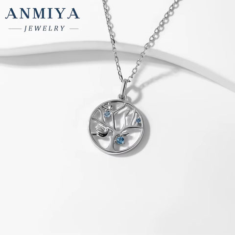 ANMIYA Trendy S925 Sterling Sliver Hollow Out Tree Necklace Jewelry Fashion Chains Necklaces