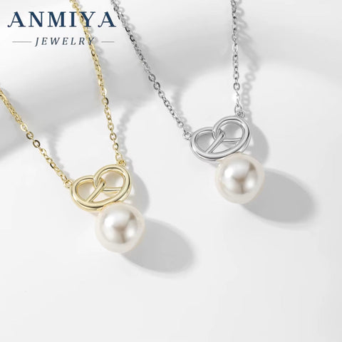 Minimalist Customize Heart Shape Fresh Water Pearl 925 Sterling Silver Women Charm Fashion Necklace for Women