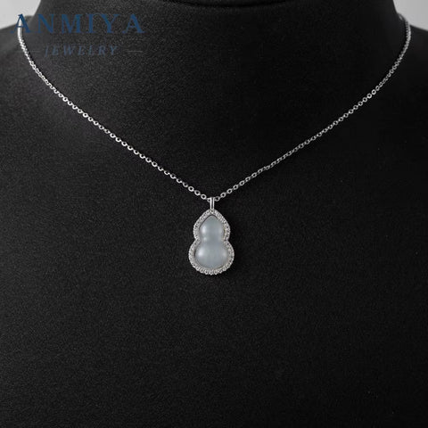 S925 Sterling Silver Gourd Pendant Necklace New Light Luxury Collarbone Chain Necklace,Lucky Calabash Shining Women Jewelry