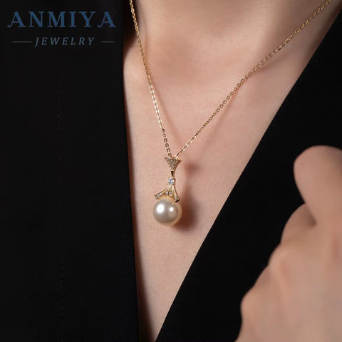 ANMIYA 925 Sterling Silver Pendant Luxury Unisex Trendy Jewelry Custom Necklace with Zircon Pearls for Couples Women