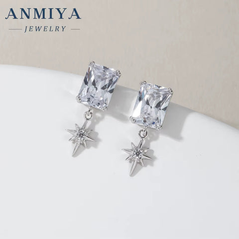 New Tide Geometry Zircon Star Stud Earrings New Stye 2024 Hot Sale Dangling Rhinestone Earrings for Women
